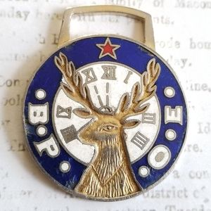 Vintage Elks watch fob charm pendant B.P.O.E lodge fraternal Earl Bryan